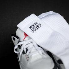 Load image into Gallery viewer, Kings of the Court Crew Socks - White