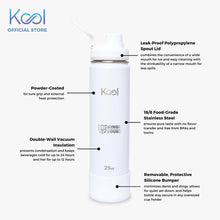 Load image into Gallery viewer, Kool x KOTC Insulated Stainless Steel Water Bottle With Silicone Boot - 25oz/740mL In White
