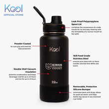 Load image into Gallery viewer, Kool x KOTC Insulated Stainless Steel Water Bottle With Silicone Boot - 32oz/946ml In Black
