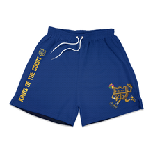 Load image into Gallery viewer, KOTC "Dunk v2" and "No Look Pass" Swingman Mesh Shorts Heavyweight in Red/Blue

